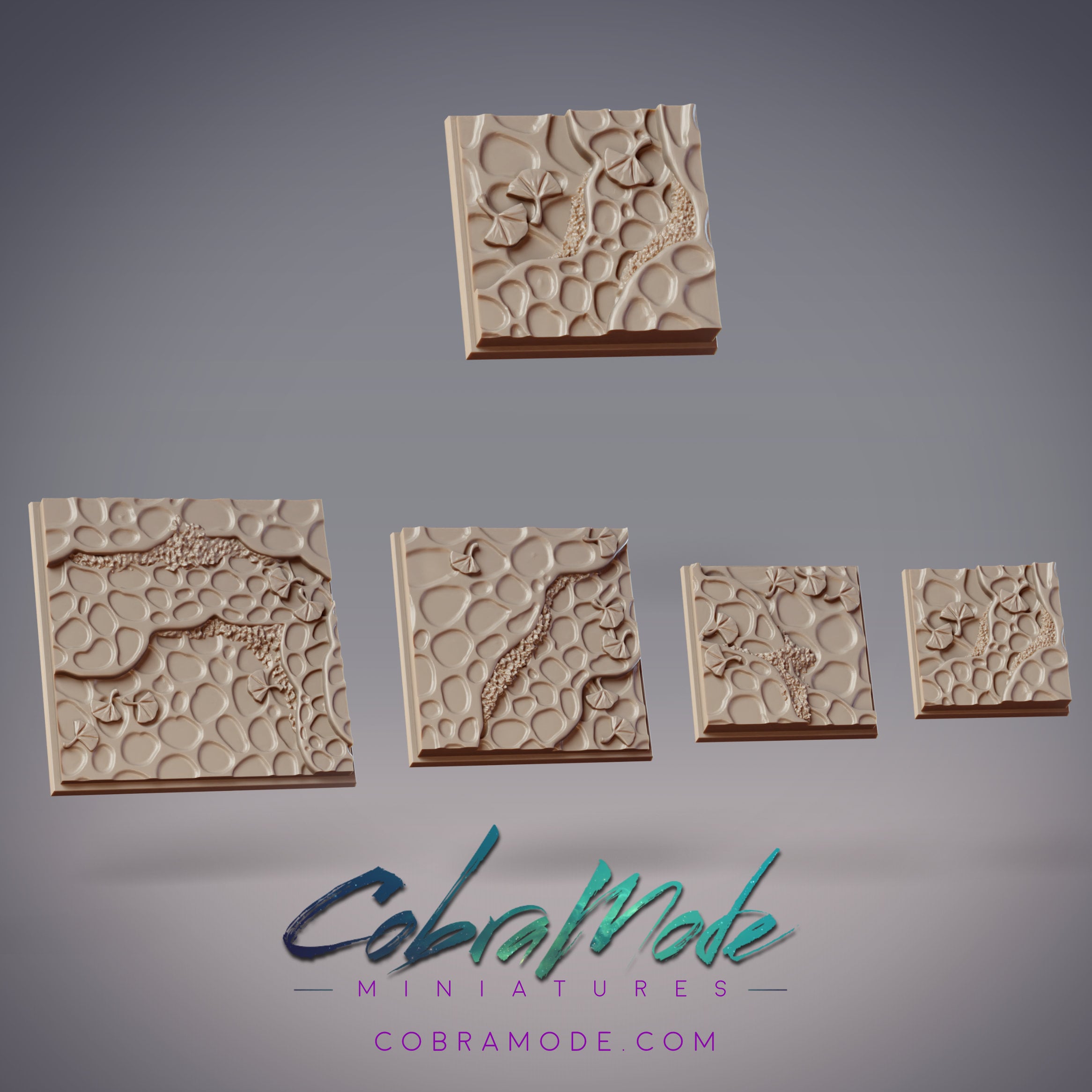 Lichen Steps Square Base Pack (4pcs) 3d model