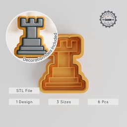 Chess Shape Cutter & Stamp Set, Perfect for Cookies & Fondant, Includes 6 Pieces in S/M/L Sizes PRODUCT_542 3d model