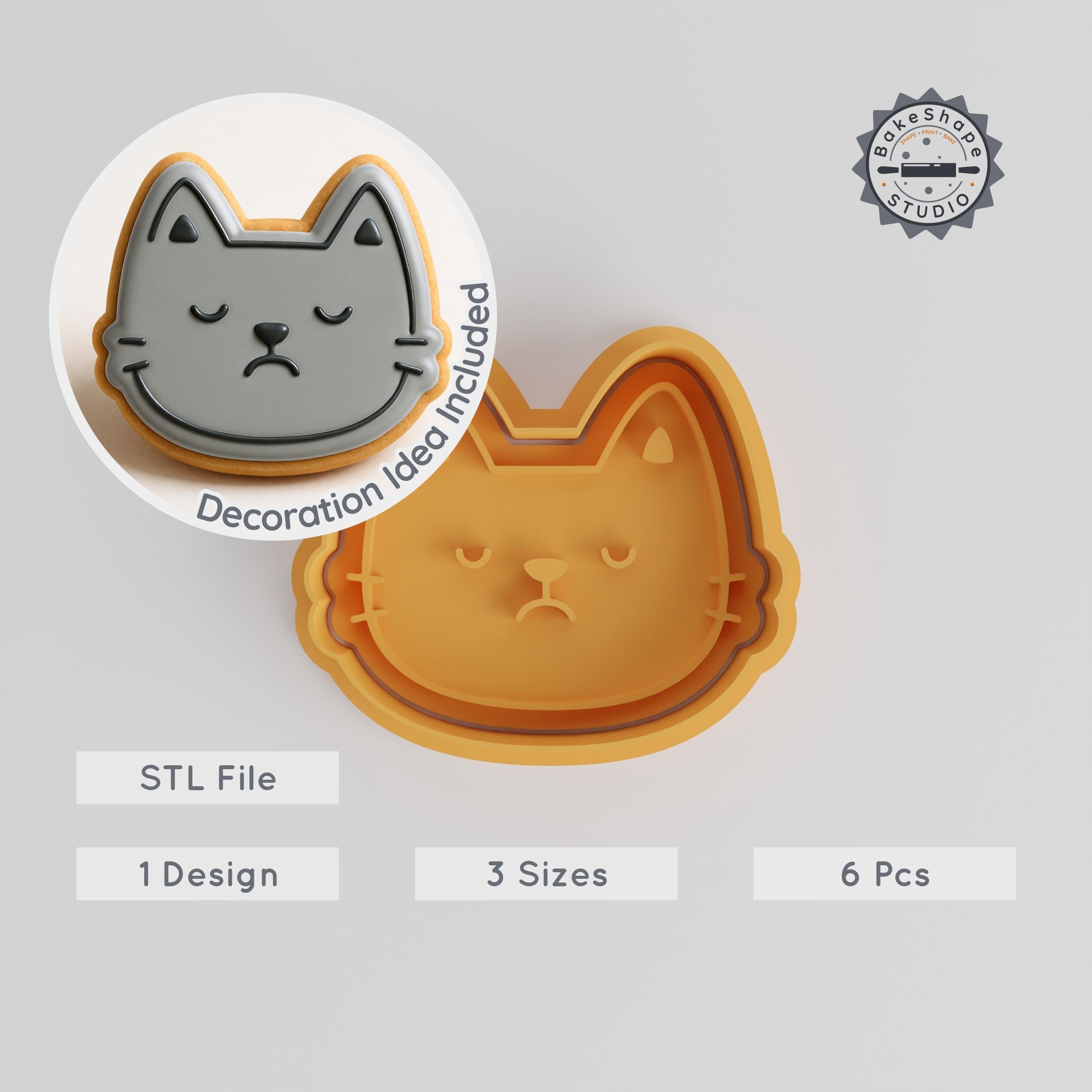 Sad Face Cookie Cutter & Stamp, Depressive Mood Shapes, Perfect for S/M/L Cookies or Fondant PRODUCT_863 3d model