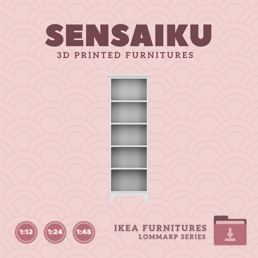 Miniature Replica 01. LOMMARP Bookcase for Miniature Dollhouse - IKEA (1:12,24,48) - 3D Print Instan 3d model