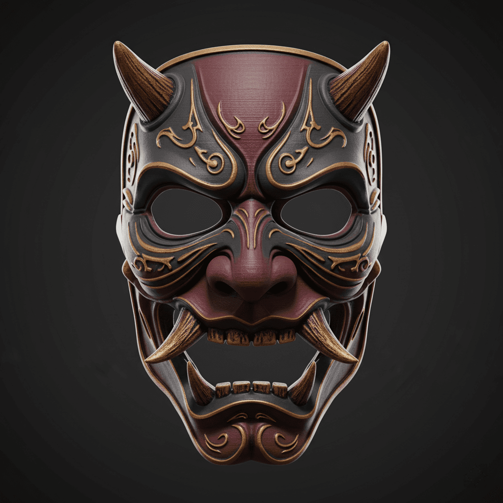 Horror Demon Wearable Infernal Oni Cosplay Mask STL File 3d model