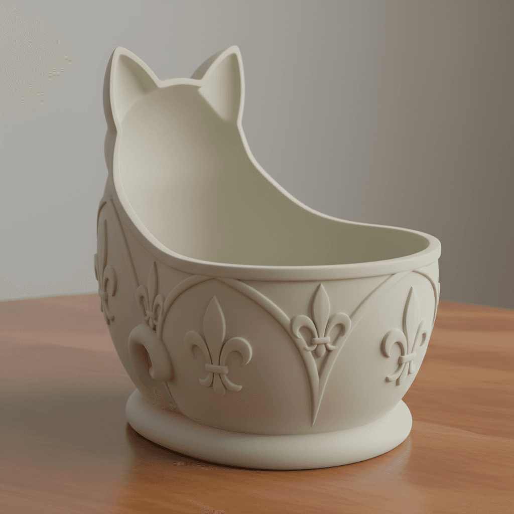 Decorative Cat Storage Organizer Basket Printable STL 3d model