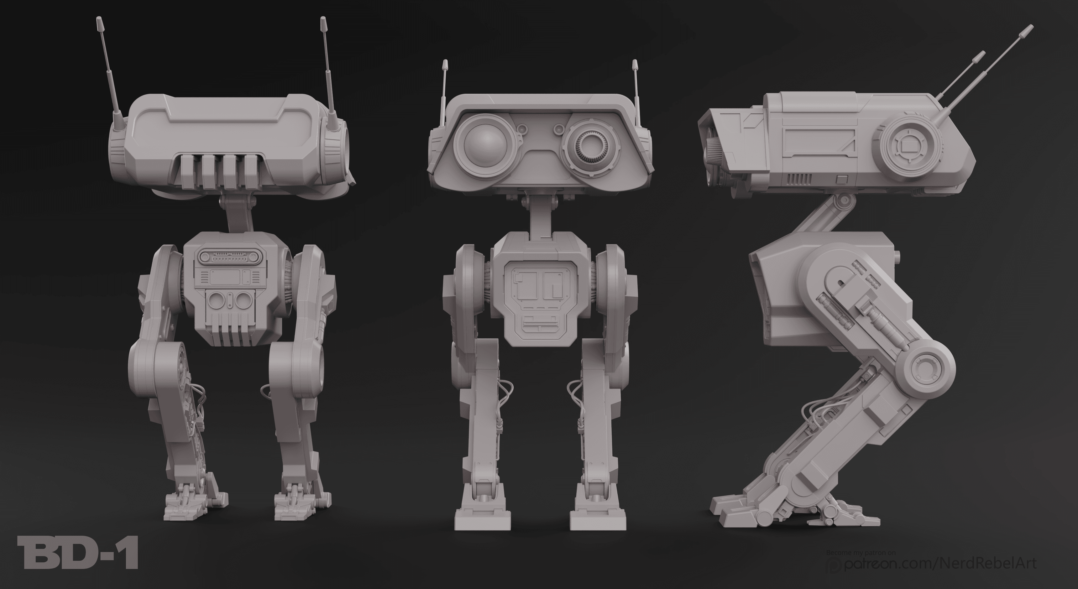 Life Size BD-1 Droid Model 3d model