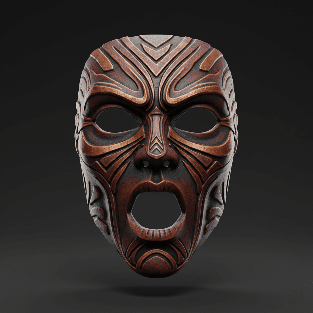Tribal Demon Wearable Face Mask Detailed STL Design 3d model