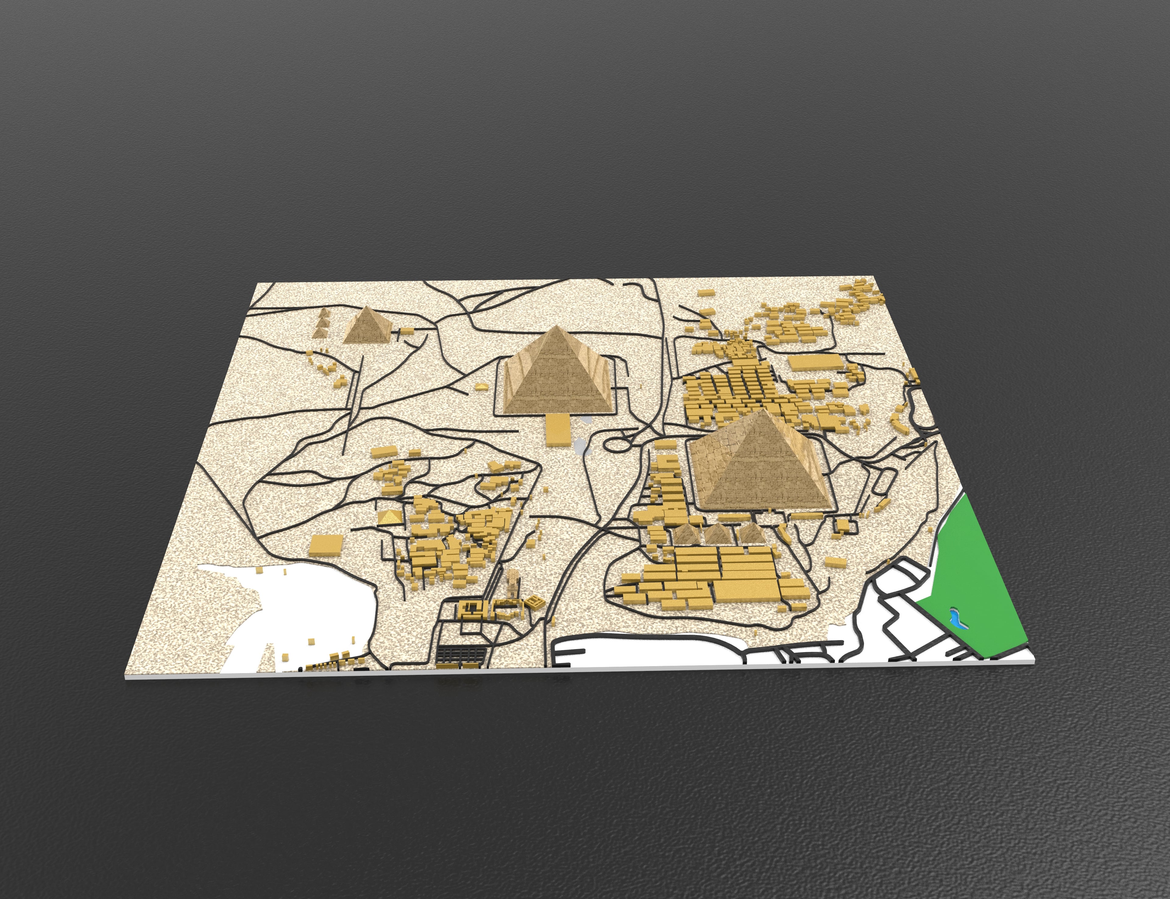 Advertising Giza Pyramids 3D Relief Map – Detailed Topographic Model 3d model