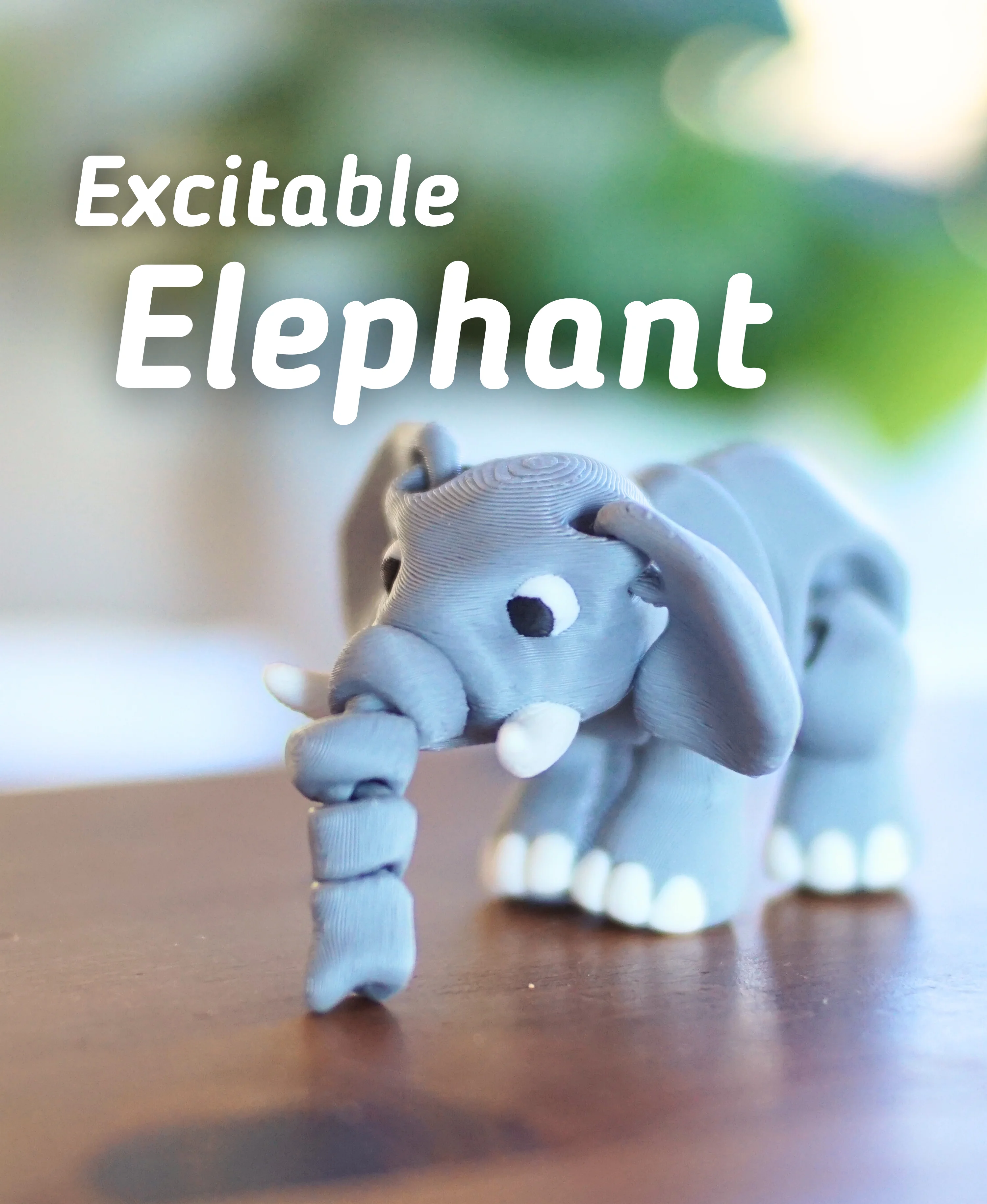 Excitable Elephant - Articulated Fidget Elephant - Ludo 3D Printed Flexy Fidget Toy 3d model