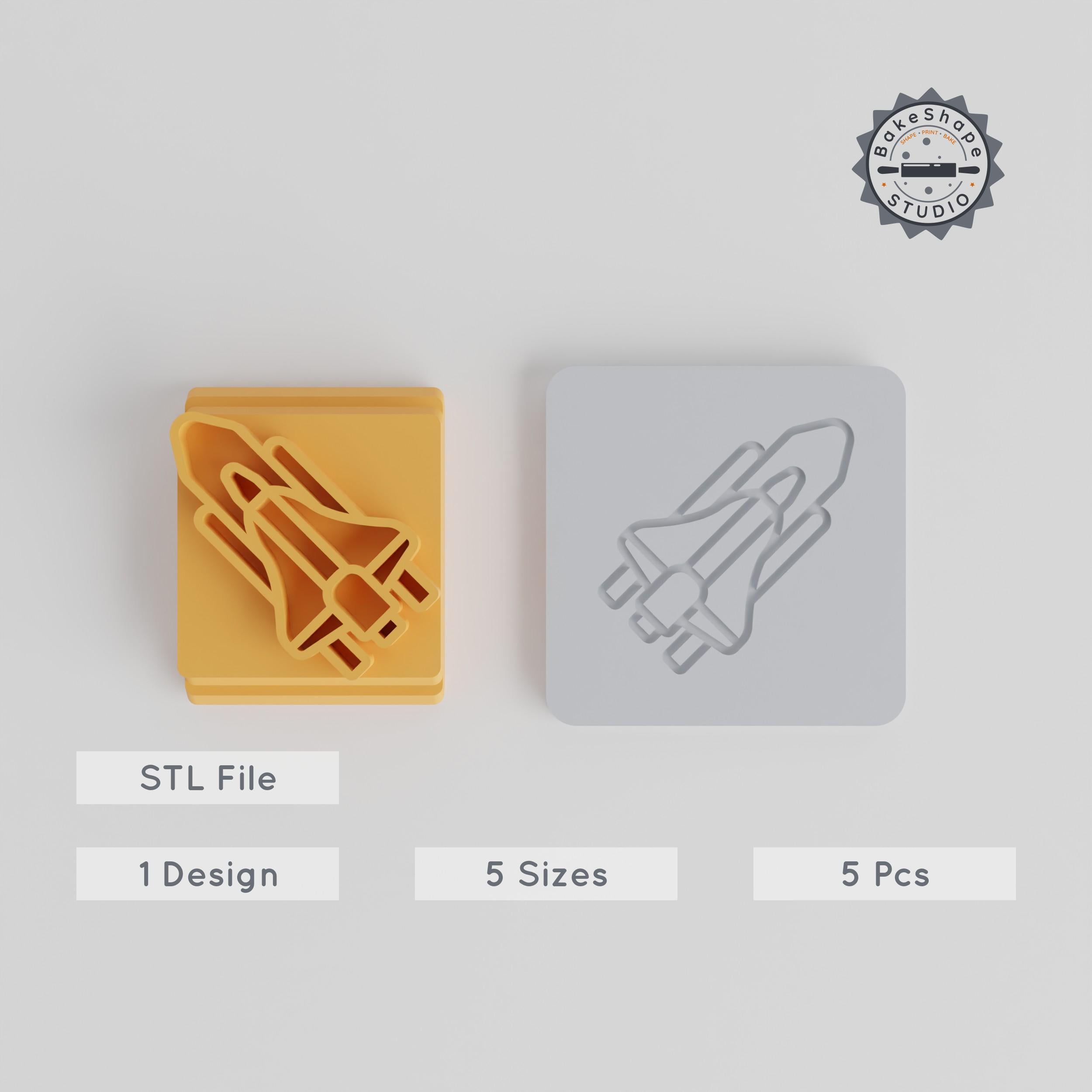 Space Shuttle Stamp Tile Set, Motif Sizes 20-40mm, Perfect for Clay, Cookies & Fondant, Includes Rocket Ship & Spacecraft Designs PRODUCT_1740 3d model