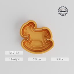 Rocking Horse Shape Cutter & Stamp Set, Perfect for Cookies & Fondant, Includes S/M/L Sizes, 6 Pieces PRODUCT_4930 3d model