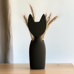 Minimalist Cat Vase – 3D Printed Matte Black Vase for Modern Home Decor 3d model