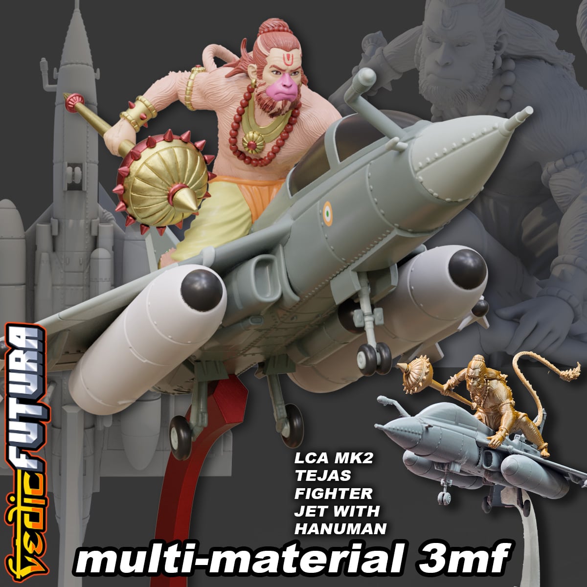 Indian LCA-Mk2 Tejas Fighter-Jet with Hanuman 3d model