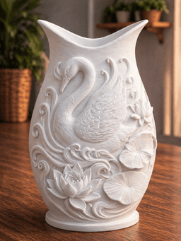 White Swan Lotus Decorative Vase 3d model
