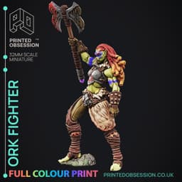 Ork Fighter - Full Colour Miniature - D&D 3d model