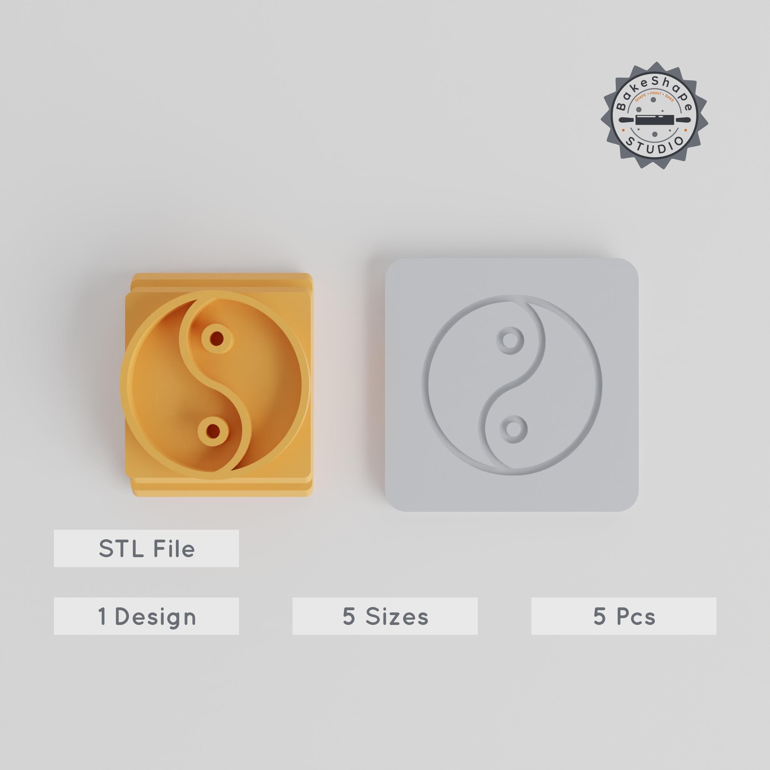 Yin Yang Stamp Tile Set, 5 Sizes, Ideal for Clay, Cookies & Fondant, Harmony Circle Design for Wellness & Balance PRODUCT_4475 3d model