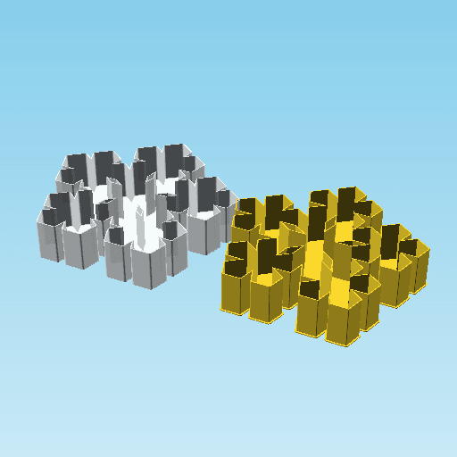 PentaCutFract, nestable box (v2) 3d model