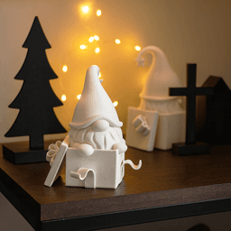 Christmas Gnome in Gift Box | Cute Holiday Figurine | Festive Tabletop Decoration 3d model
