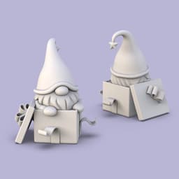 Christmas Gnome in Gift Box | Cute Holiday Figurine | Festive Tabletop Decoration 3d model