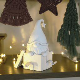 Christmas Gnome in Gift Box | Cute Holiday Figurine | Festive Tabletop Decoration 3d model