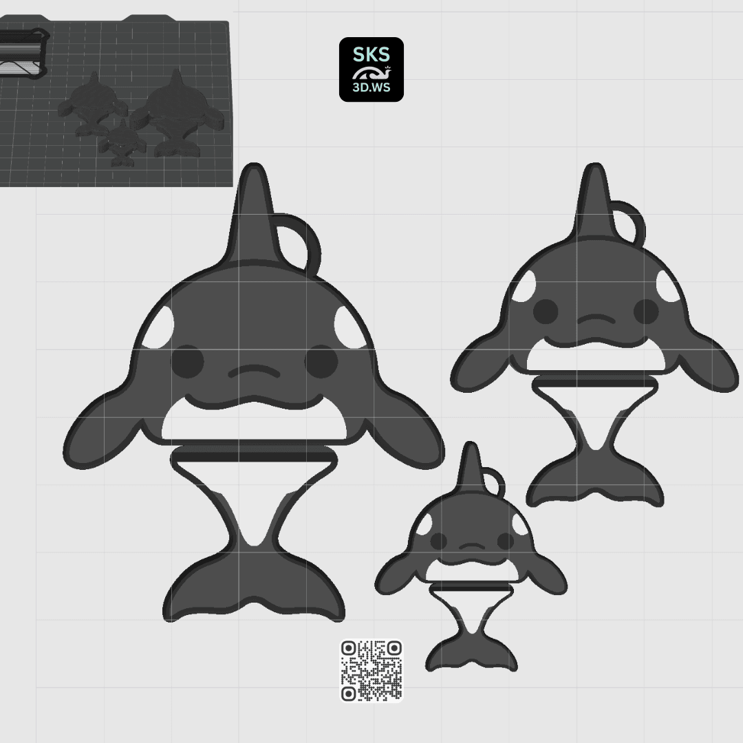 Orca Wiggle Keyring (Killer Whale) 3d model