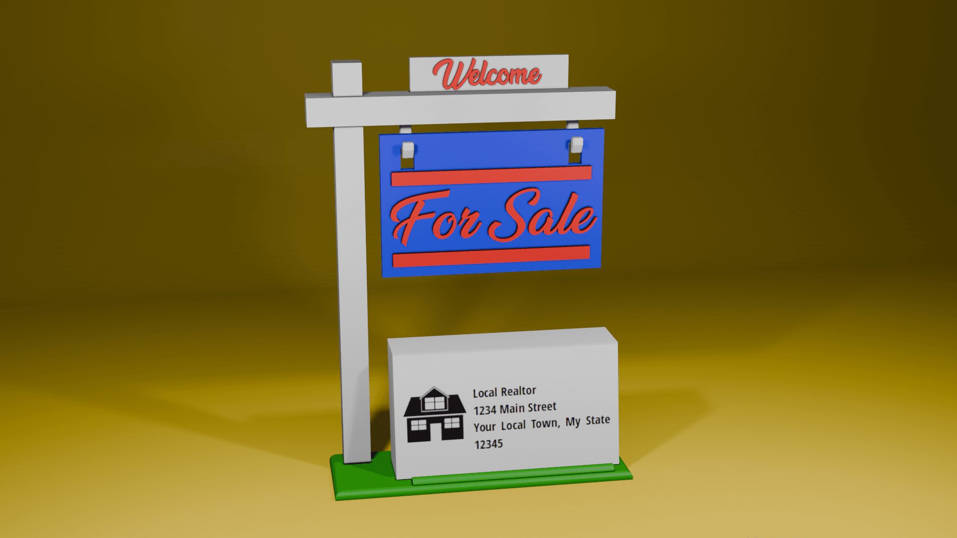 Realtor Sign Business Card Holder 3d model