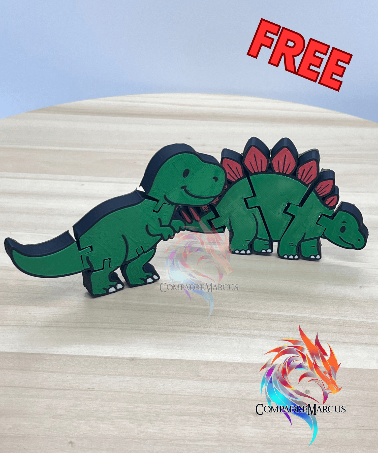 Flexi Cartoon Dinosaurs / no supports / 3mf included 3d model