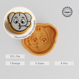 Animal Party Cookie Cutter & Stamp Set, Perfect for Cookies & Fondant, Includes 6 Pieces in S/M/L Sizes PRODUCT_901 3d model