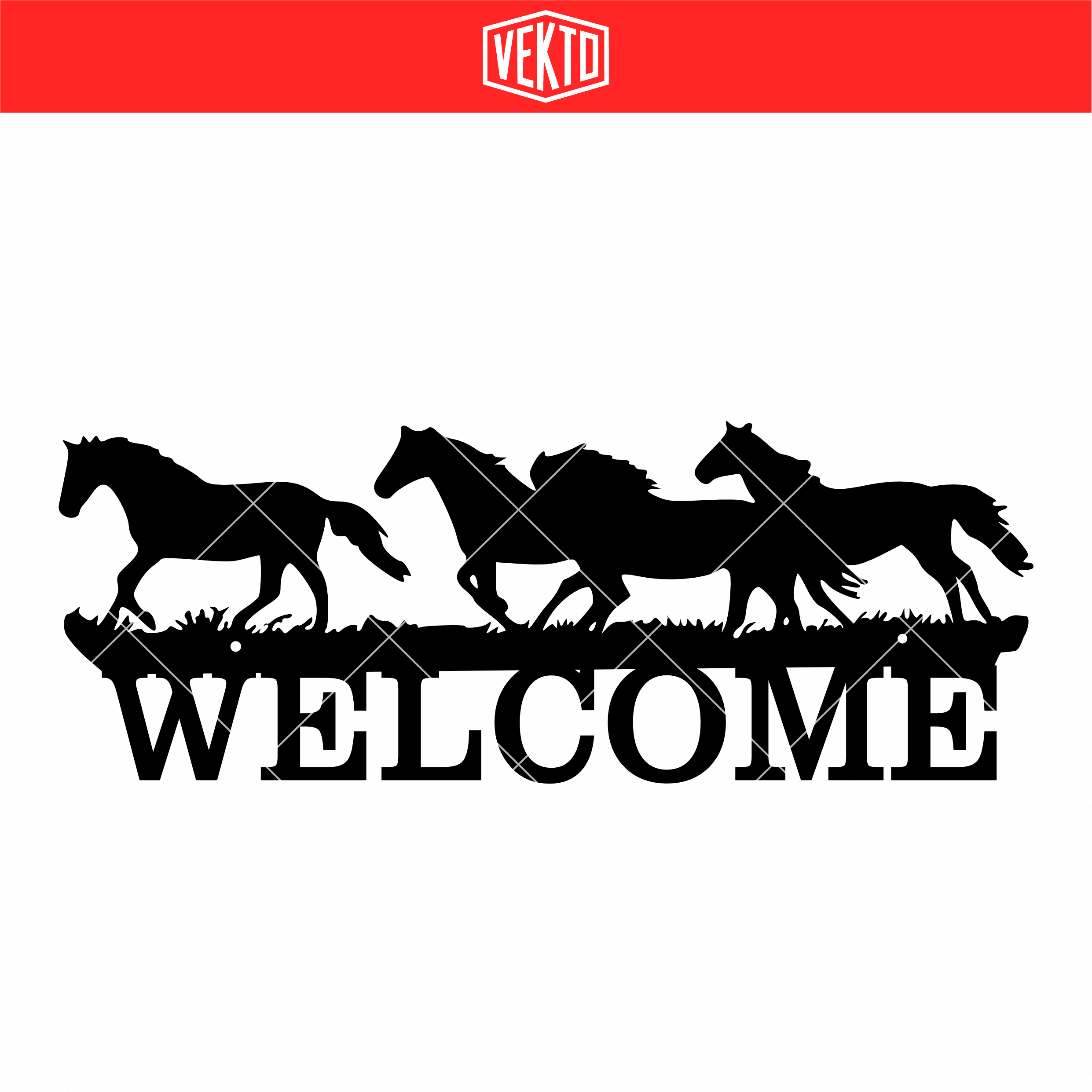 Placa Caballos Corriendo Welcome – Running Horses Welcome Sign STL – Western Entry 3D Print 3d model