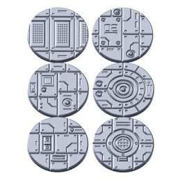 3D Printable Cyberpunk Facility Floor Base Toppers – 32mm Round Bases 3d model