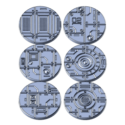 3D Printable Cyberpunk Facility Floor Base Toppers – 32mm Round Bases 3d model