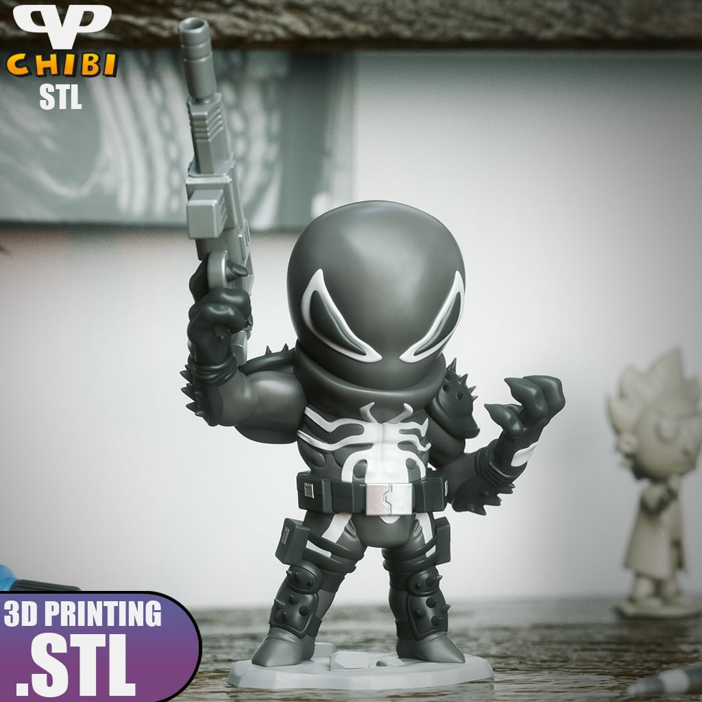 Agent Venom Chibi STL for 3D Printing ChibiSTL 3DXM 3d model