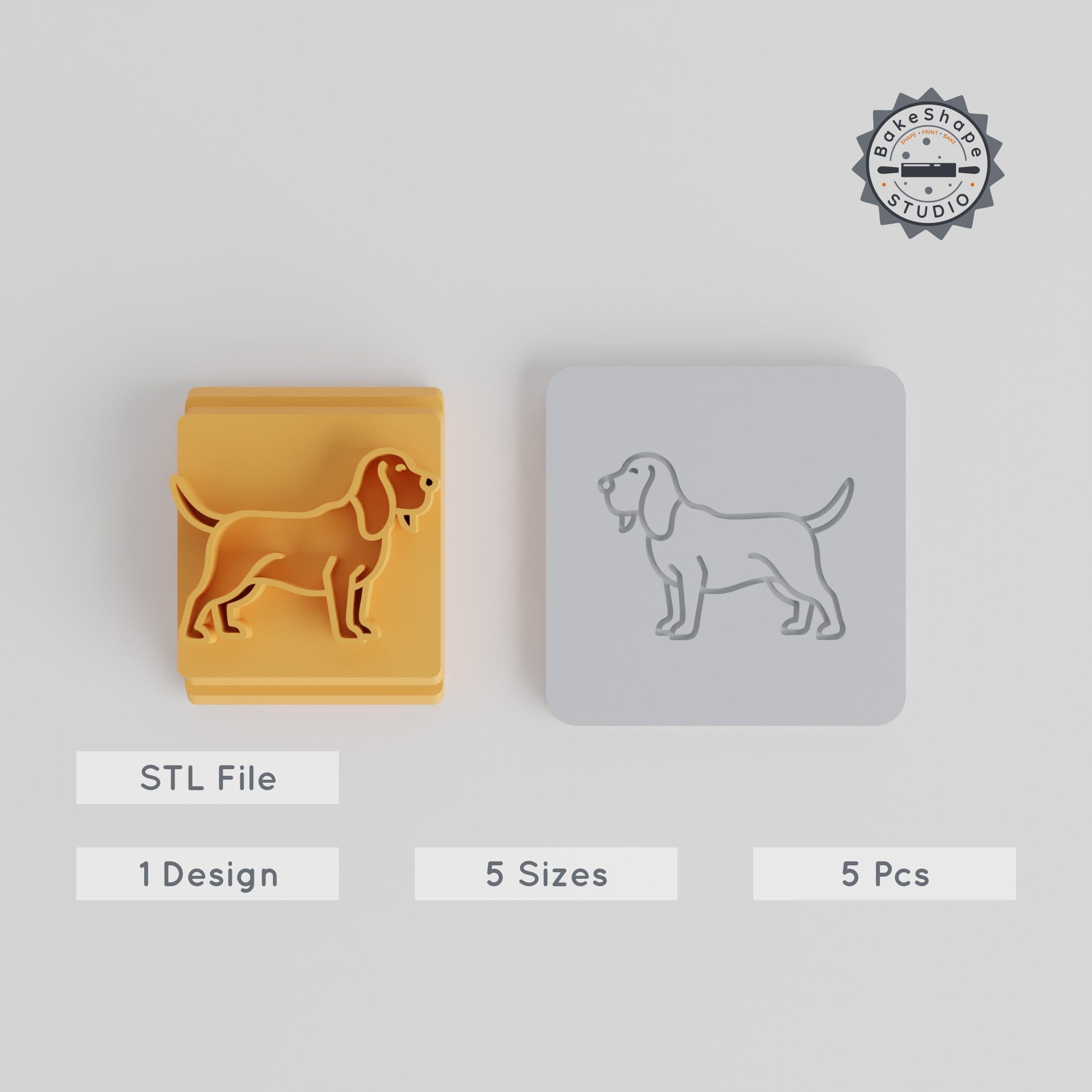 Bloodhound Stamp Tile Set, 5 Sizes, Perfect for Clay, Cookies & Fondant, Dog & Pet Hound Design PRODUCT_1987 3d model