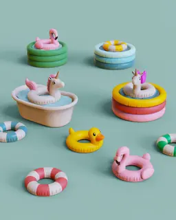 Summer Float Collection | Inflatable Pool Float Fidget Clickers & Desk Toys 3d model