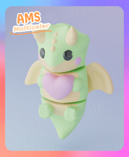 Flexi Baby Dragon Heart Keychain (Multicolor) 3d model