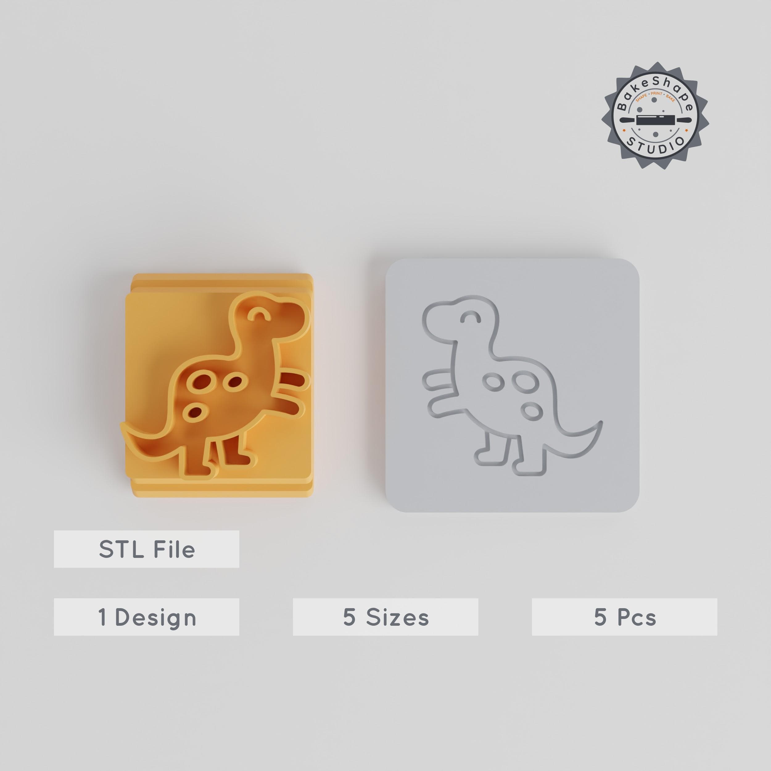 Dinosaur Stamp Tile Set, 5 Sizes, Perfect for Clay, Cookies, Fondant, Prehistoric Creature Motifs, 20-40mm, Mesozoic Design PRODUCT_2052 3d model