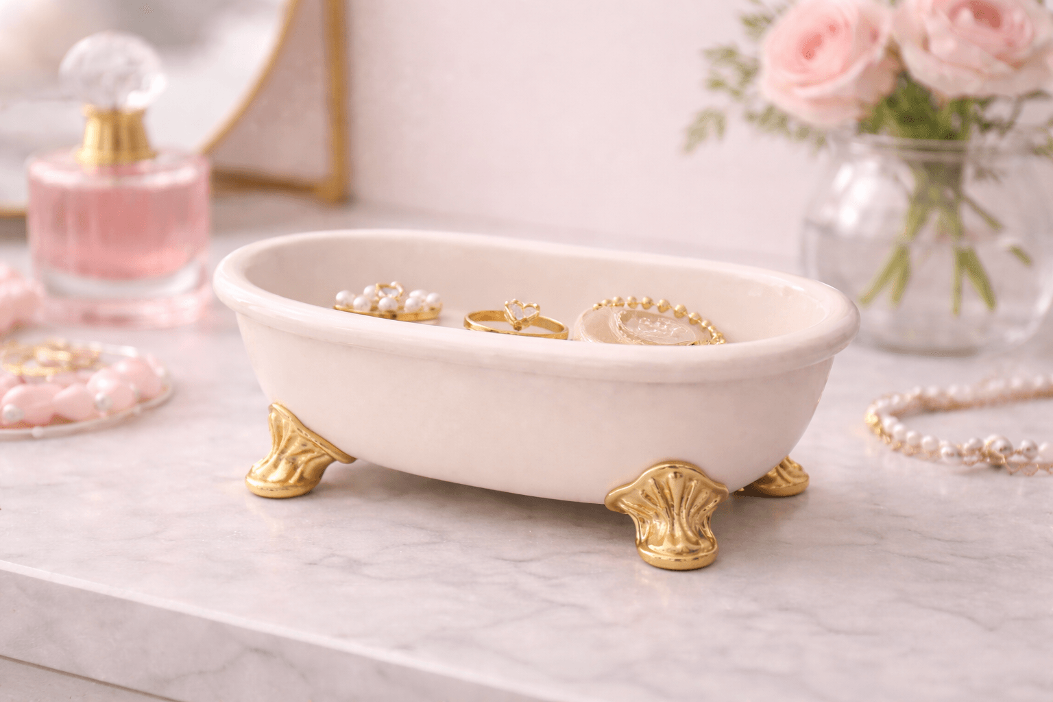 Bathtub Trinket Dish STL – Jewelry Holder Tray – Cute Vanity Organizer – 3D Print File – Ring Holder 3d model
