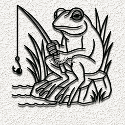 fishing frog wall art home decor 3d model