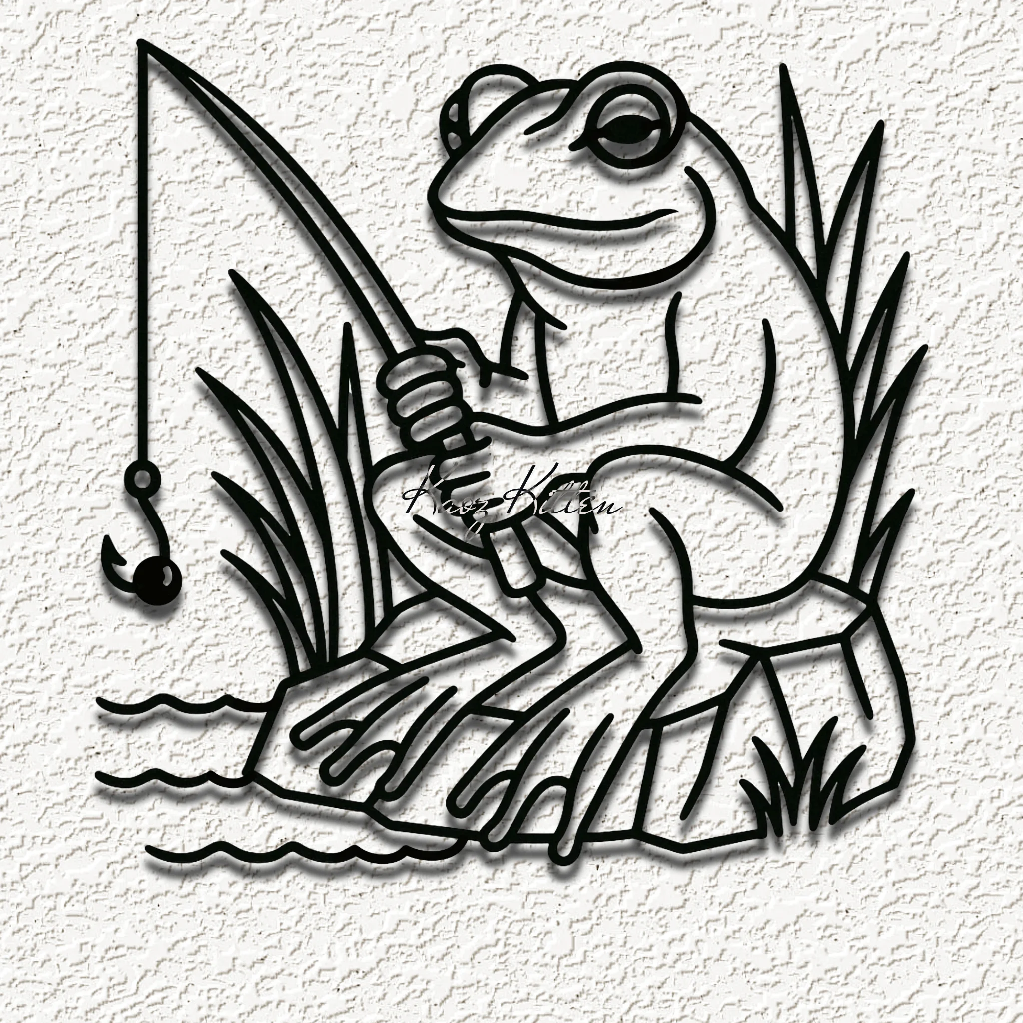 fishing frog wall art home decor 3d model