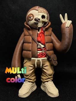 Half-Anatomy Sloth Multi-Color 3MF | Art Toy | Bambu Ready 3d model