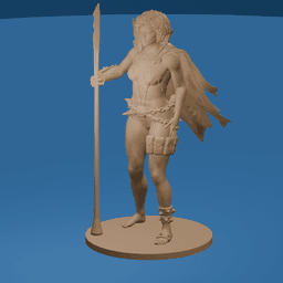 Dark-Skinned Fantasy Spear Character v2.0 3d model