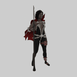 Dark-Skinned Fantasy Spear Character v2.0 3d model