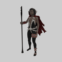 Dark-Skinned Fantasy Spear Character v2.0 3d model