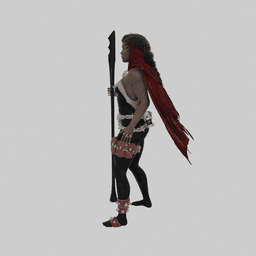 Dark-Skinned Fantasy Spear Character v2.0 3d model
