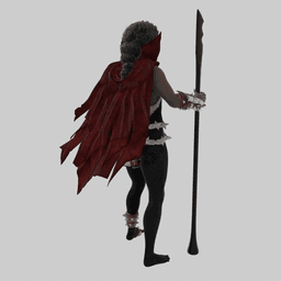 Dark-Skinned Fantasy Spear Character v2.0 3d model