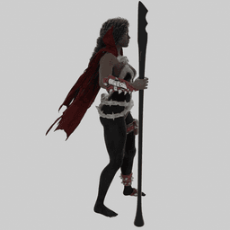 Dark-Skinned Fantasy Spear Character v2.0 3d model