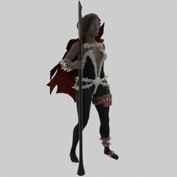 Dark-Skinned Fantasy Spear Character v2.0 3d model