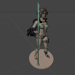 Dark-Skinned Fantasy Spear Character v2.0 3d model