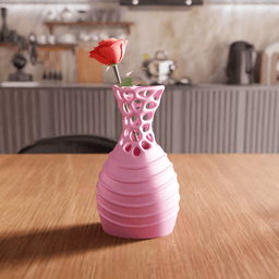 Hybrid Ribbed / Voronoi Lattice Neck Vase 3d model
