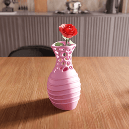 Hybrid Ribbed / Voronoi Lattice Neck Vase 3d model