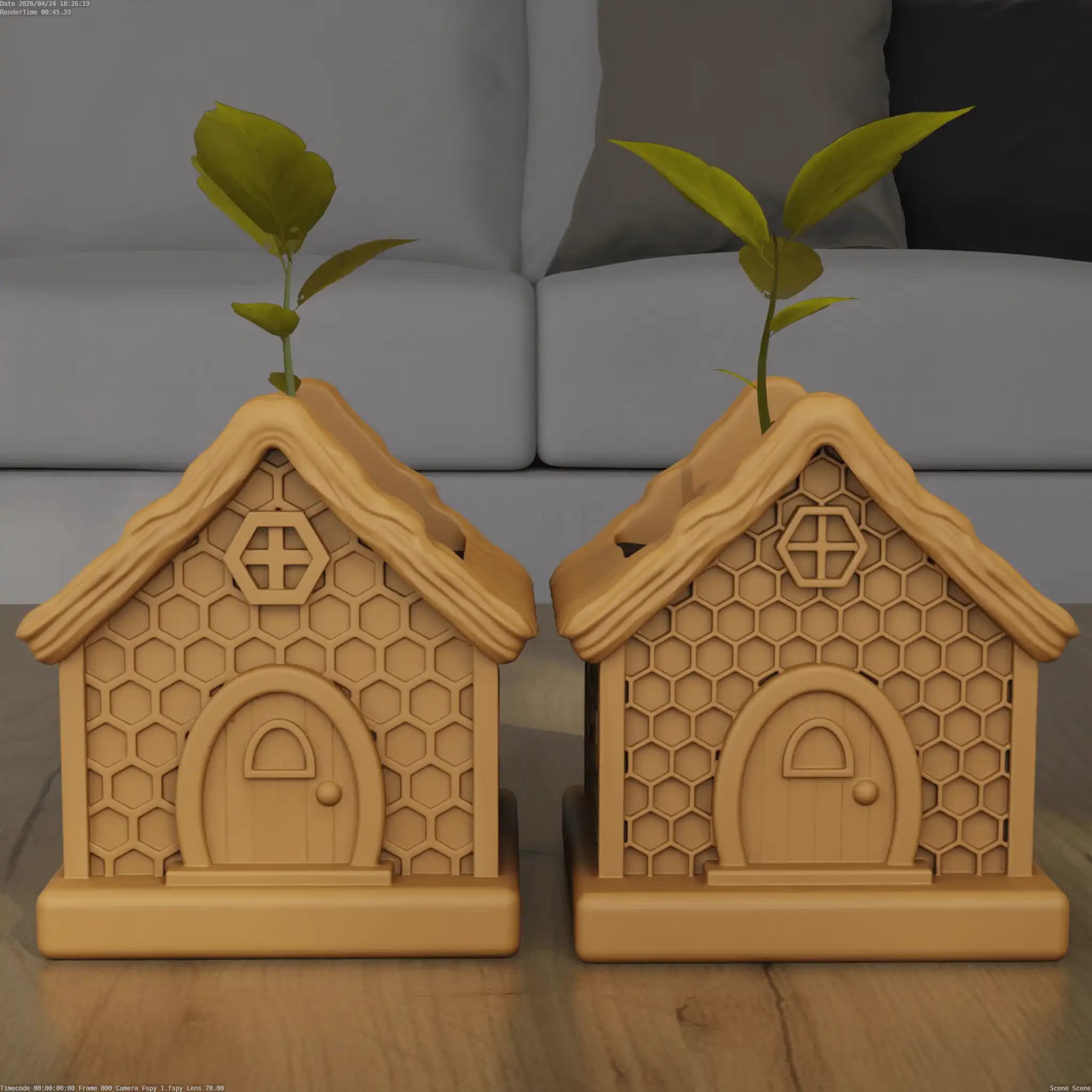 Cozy Bee Cottage Planter STL 3D Printable Model 3d model