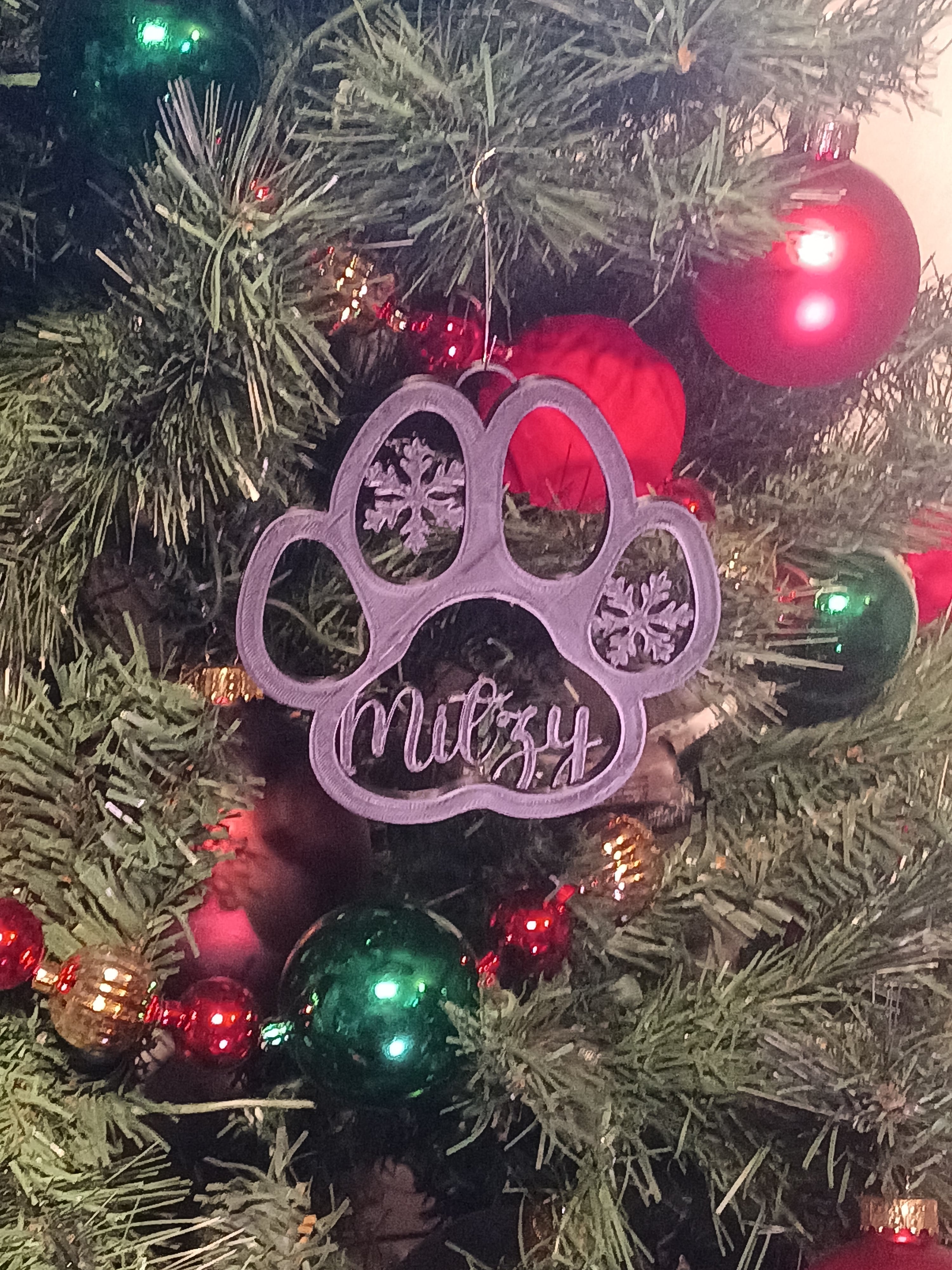 Mitzy Pet Dog Paw Print Christmas Ornament Decoration 3d model