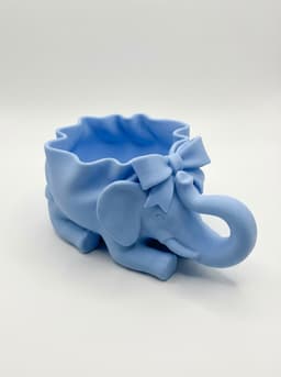 Cute Elephant Succulent Planter with Bow - Aesthetic Desk Accessory & Nursery Decor 3d model